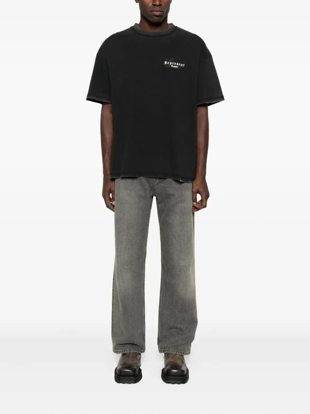 Represent Black Cotton Oversize England Legacy T-shirt In Black