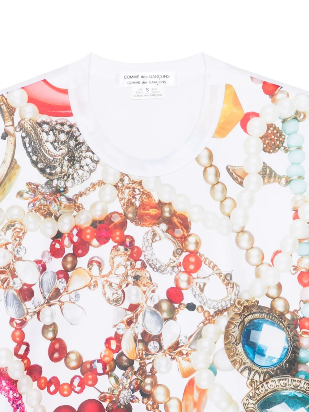 Comme Des Garçons T-shirt met sieraad-print Wit