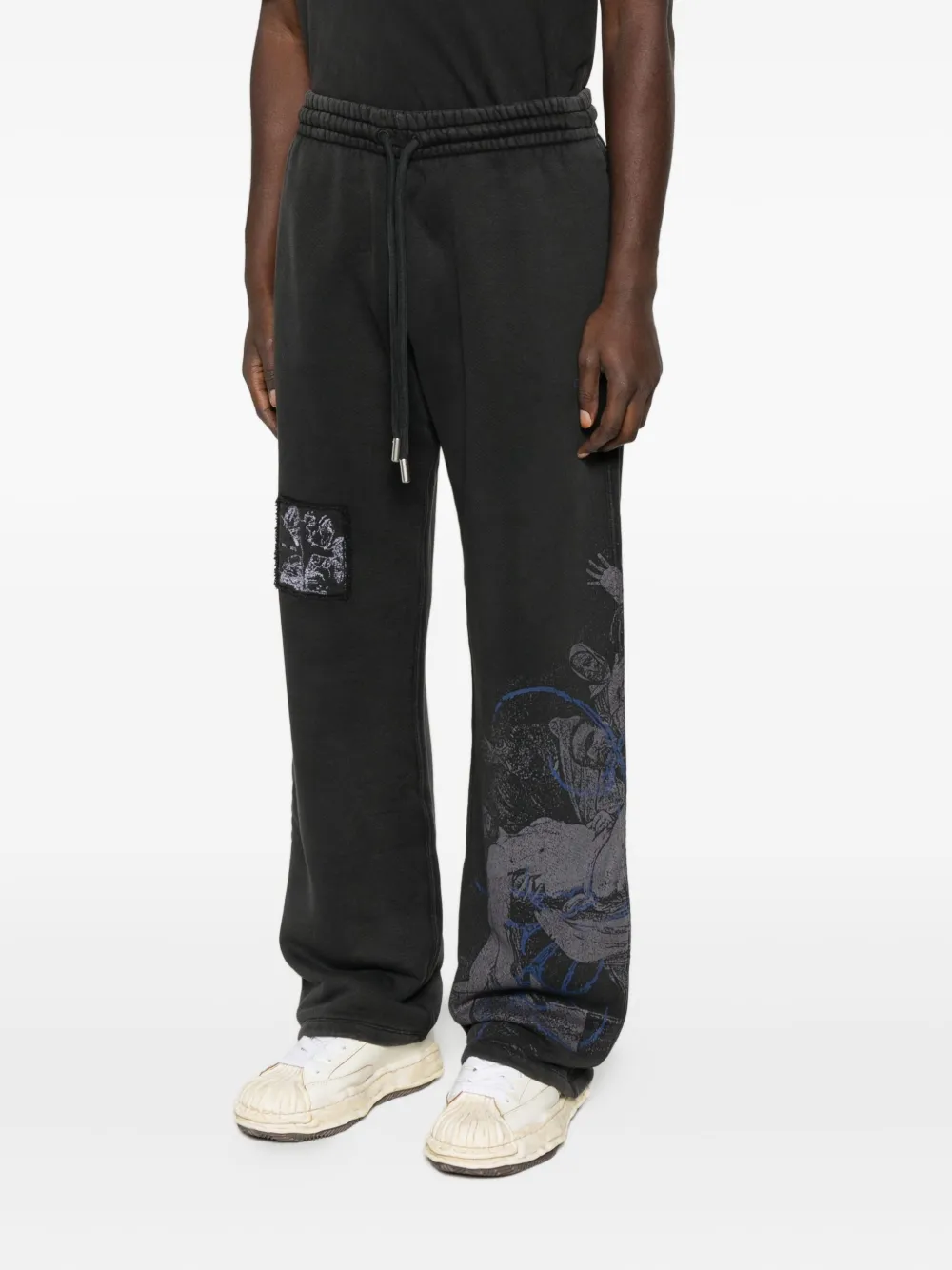 Off-white Graphic Print Sweatpants Side Pockets In Black