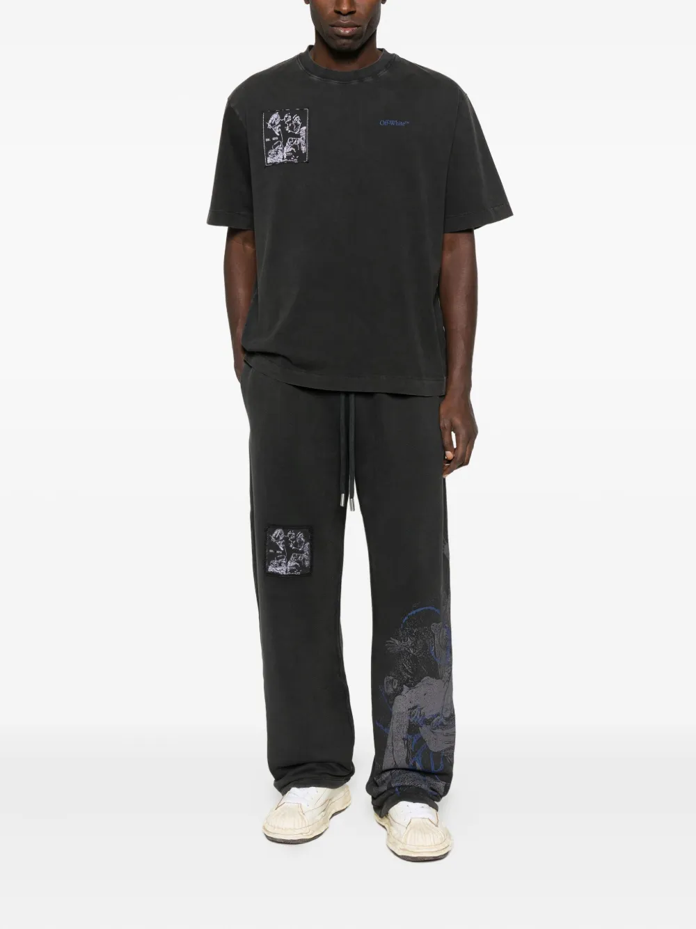 Off-White graphic-patch trousers - Zwart