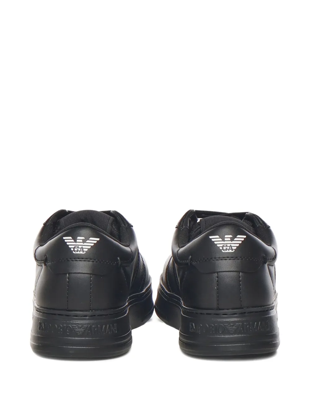 Emporio Armani leather lace-up sneakers Black