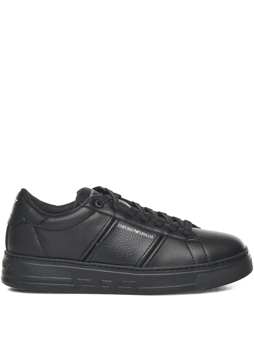 Emporio Armani leather lace-up sneakers Black