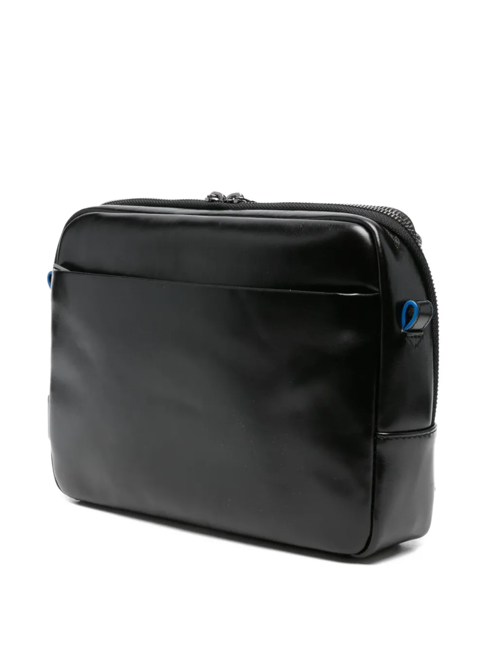 PIQUADRO Schoudertas met rits en logoplakkaat Zwart