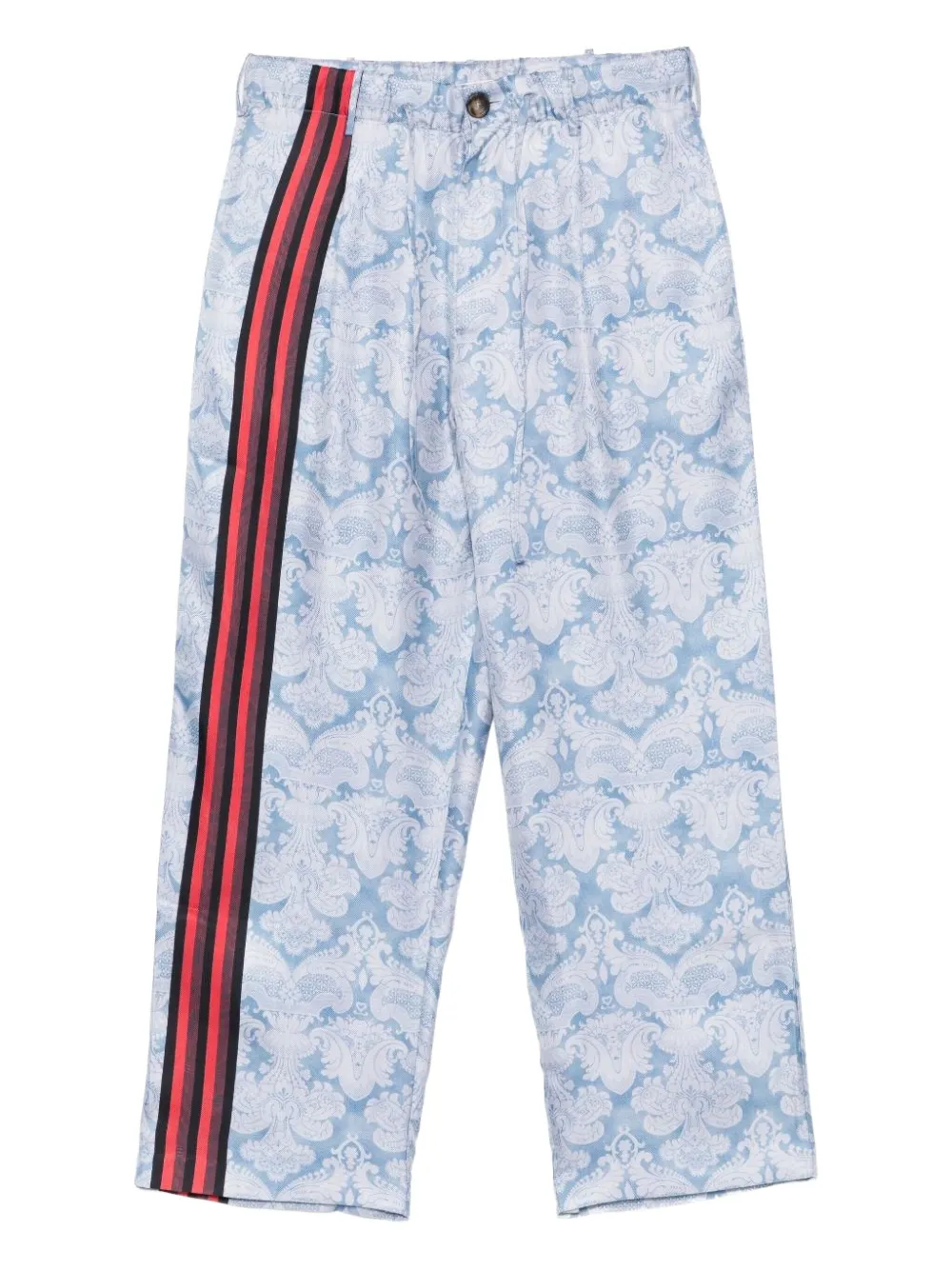 Pierre-louis Mascia Stripe-detail Paisley-print Trousers In Blue