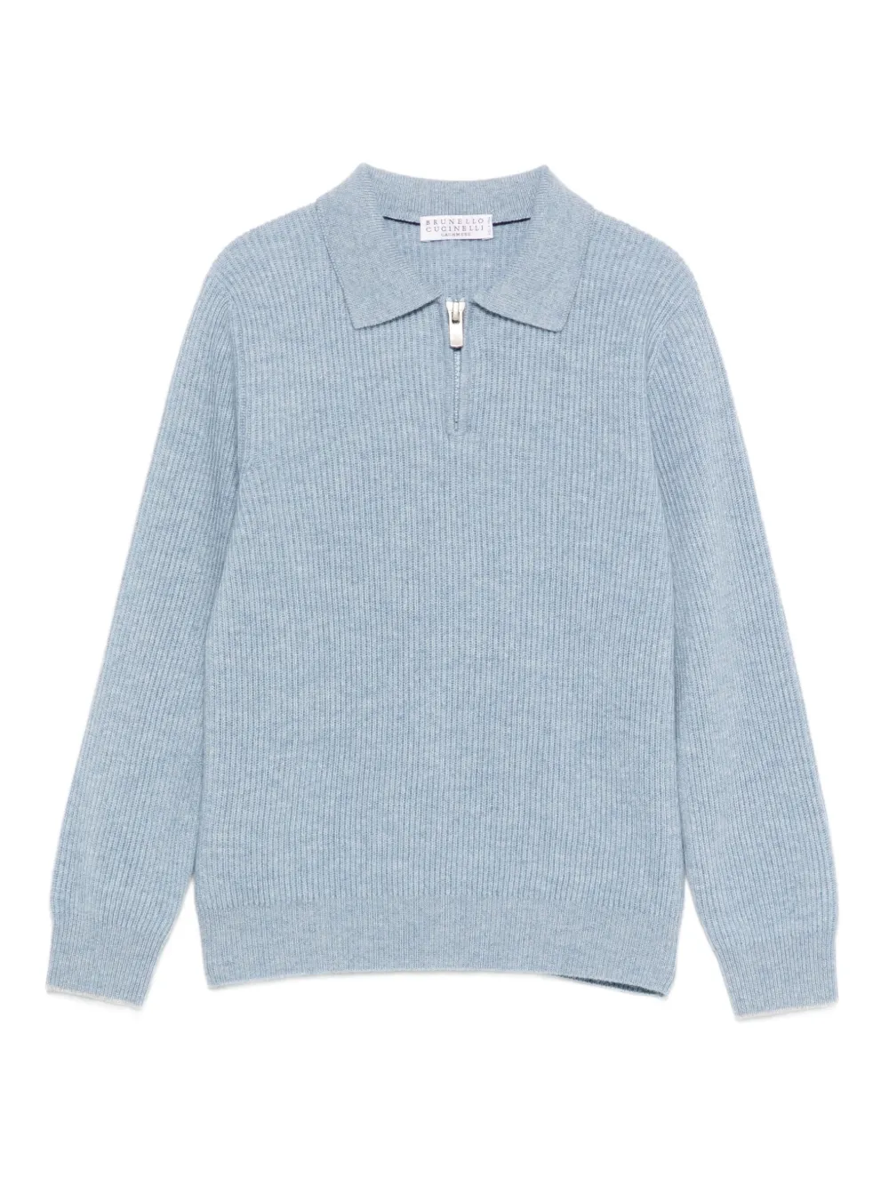 Brunello Cucinelli Kids ribbed zip-up top | Blue | Image 1