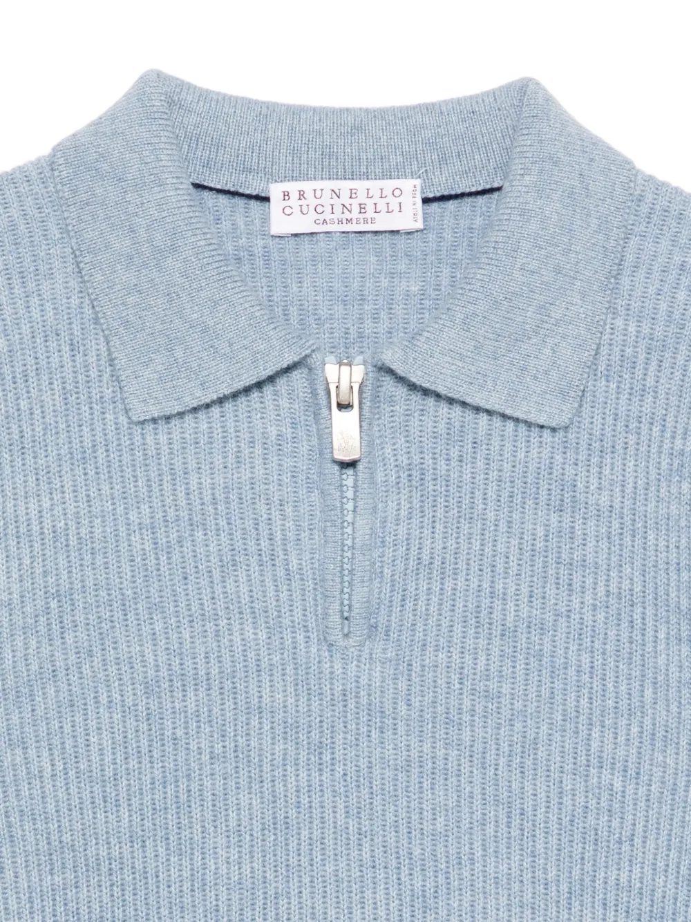 Brunello Cucinelli Kids Geribbelde top met rits Blauw