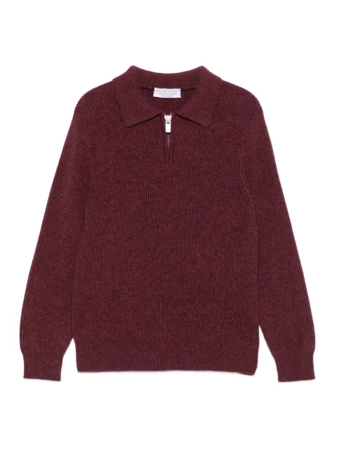 Brunello Cucinelli Kids ribbed zip-neck jumper
