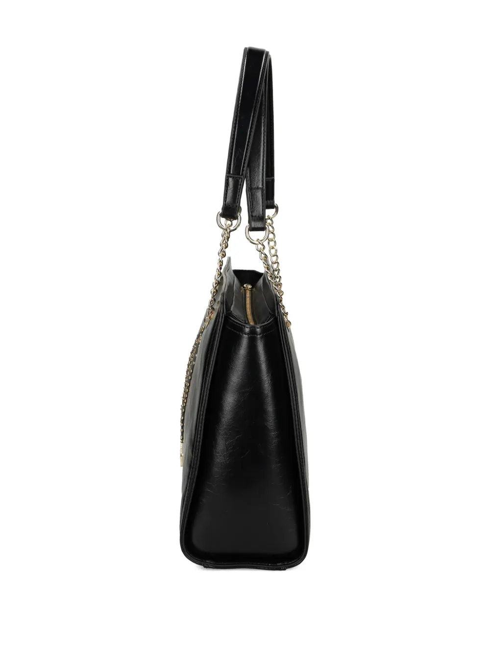 Love Moschino Logo-plaque Studded Shoulder Bag In Black