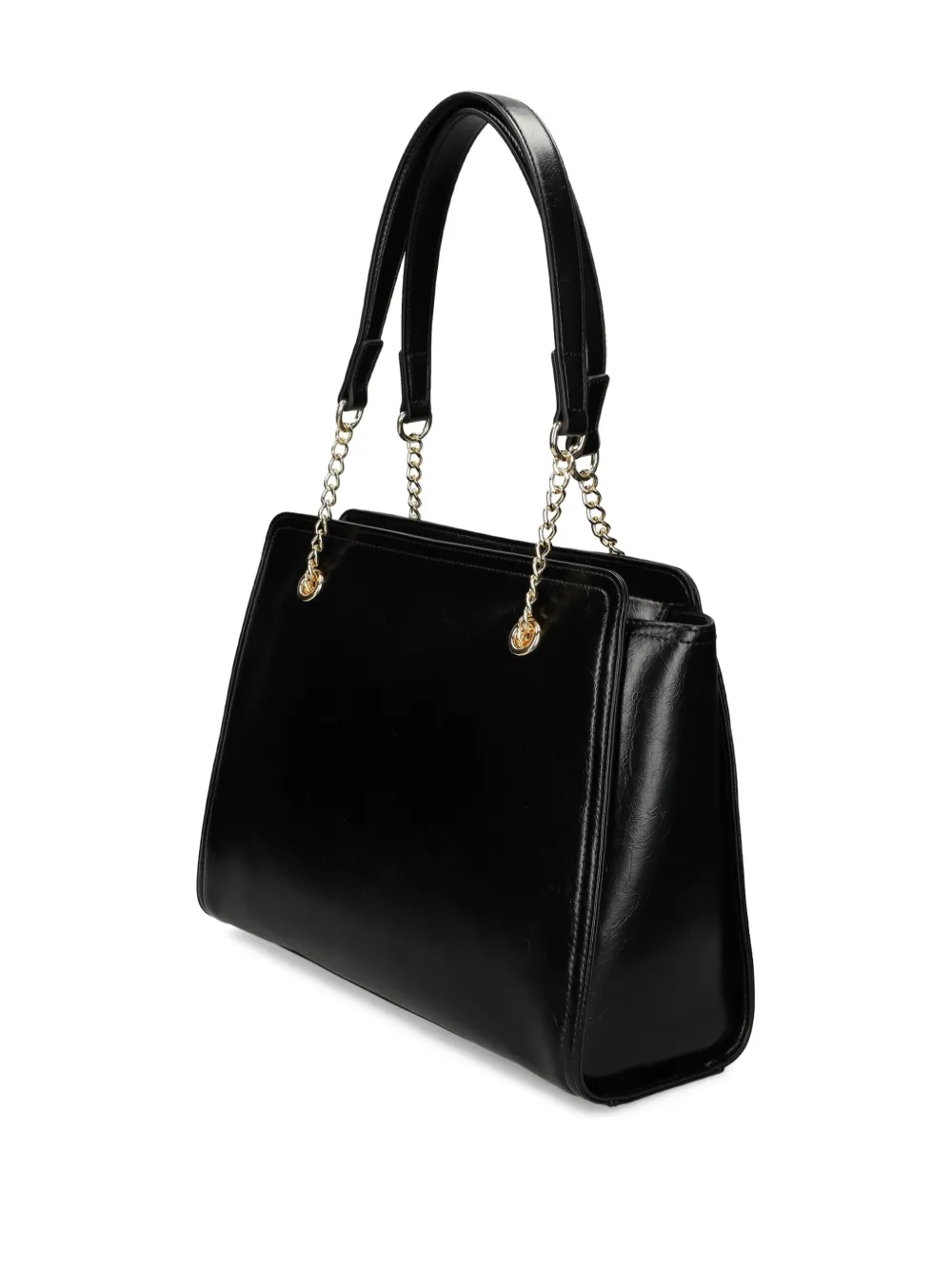 Love Moschino Logo-plaque Studded Shoulder Bag In Black