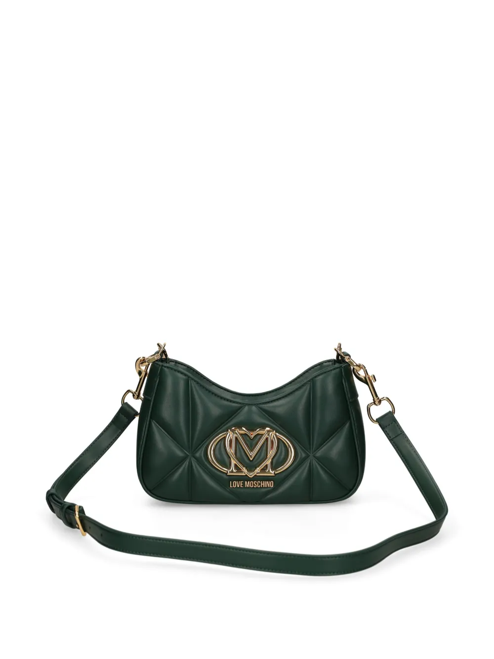Love Moschino Quilted Logo-plaque Shoulder Bag In Green