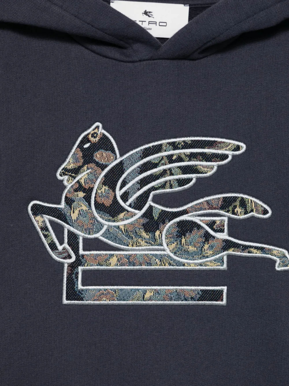 Etro Pegasus-embroidered Hoodie In Blue