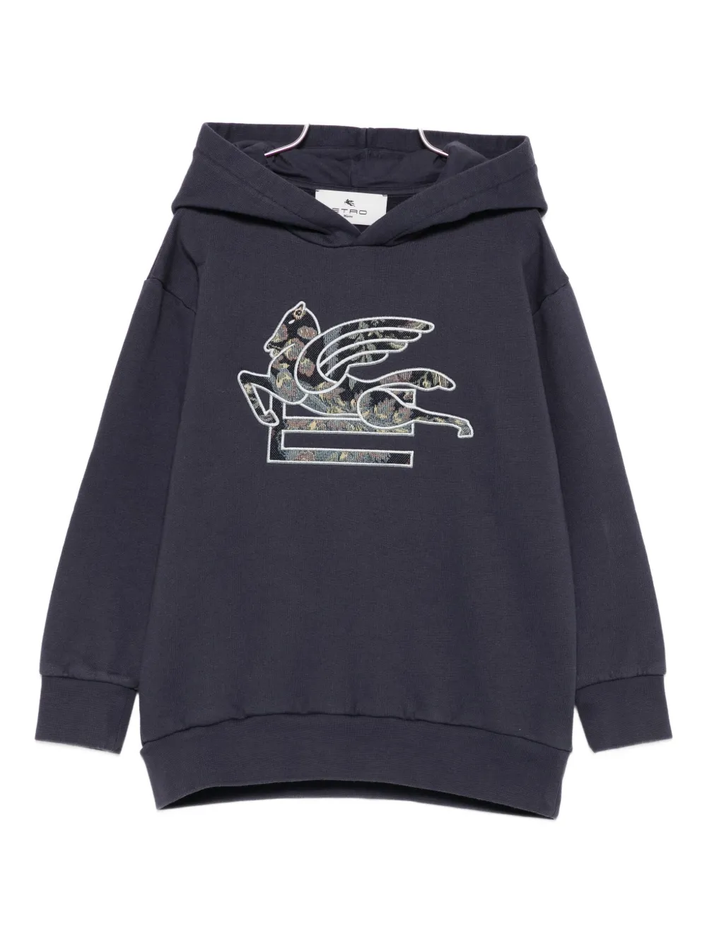 Etro Pegasus-embroidered Hoodie In Blue