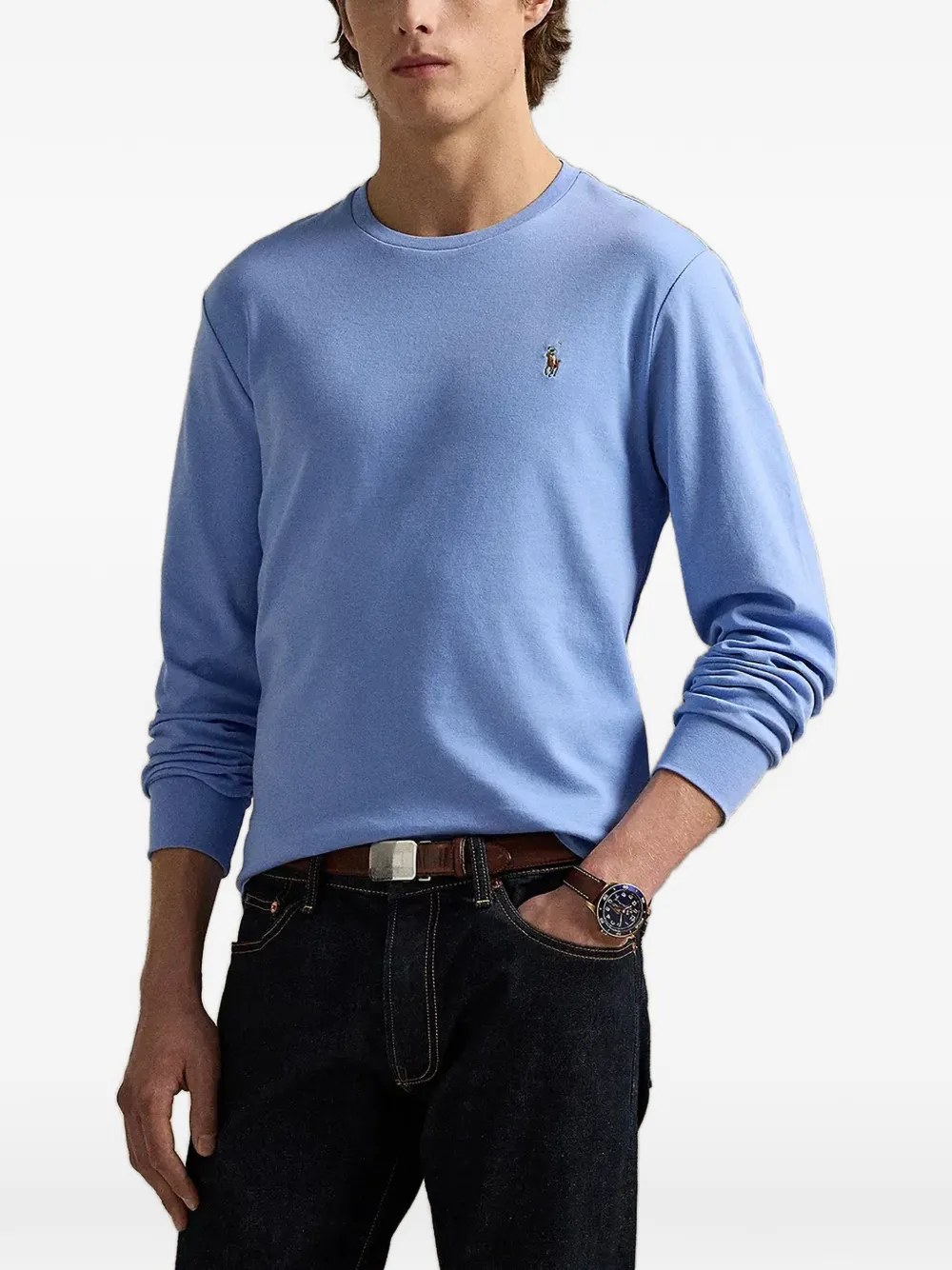 Polo Ralph Lauren logo-embroidered long-sleeve T-shirt - Blu