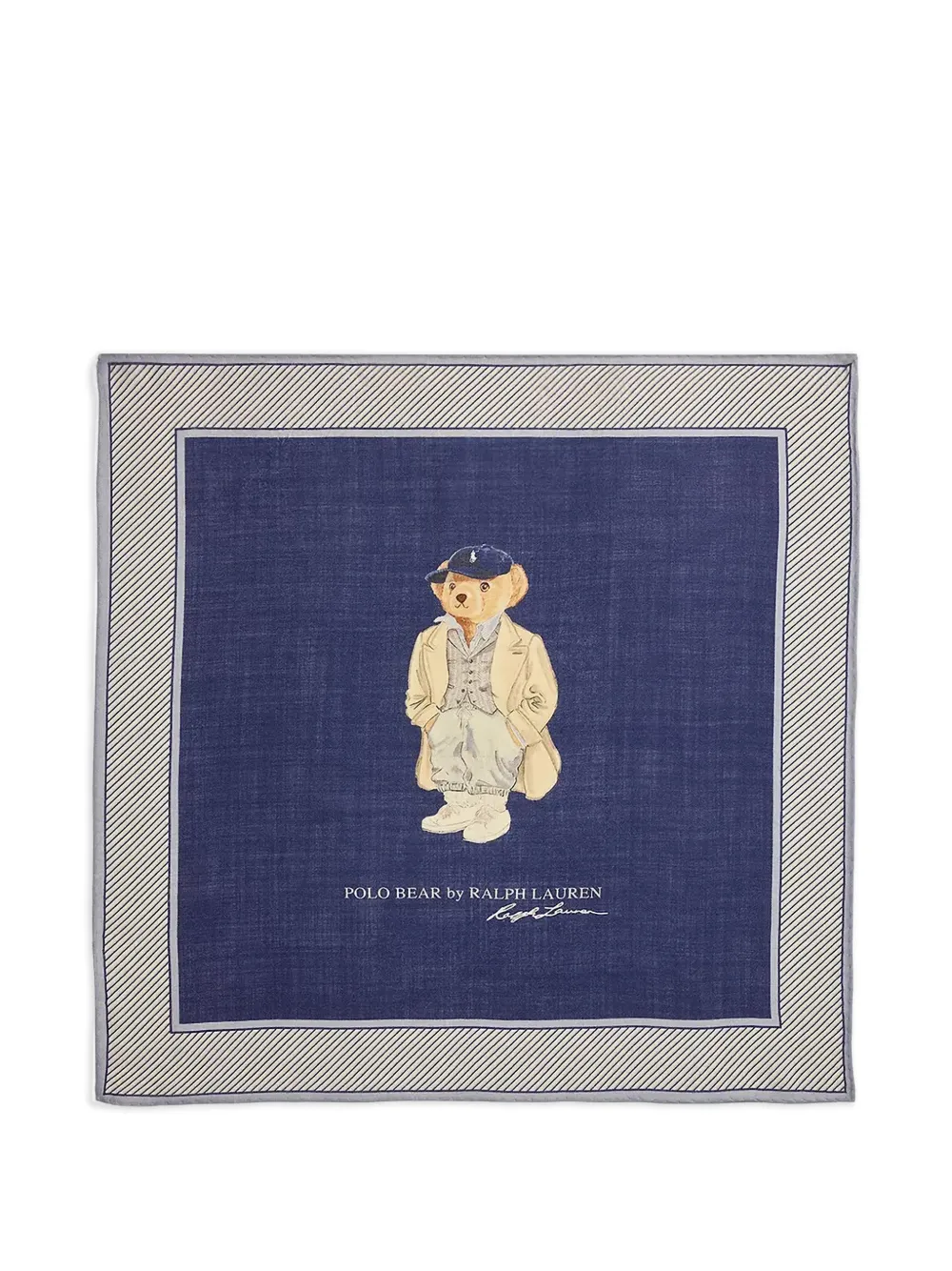 Polo Ralph Lauren bear print border scarf - Blu