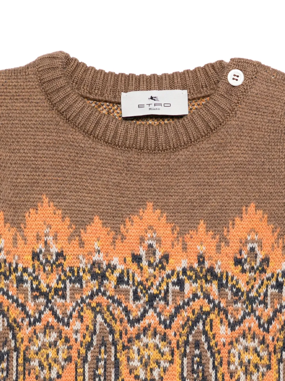 ETRO KIDS Trui met paisley-print en ronde hals Bruin