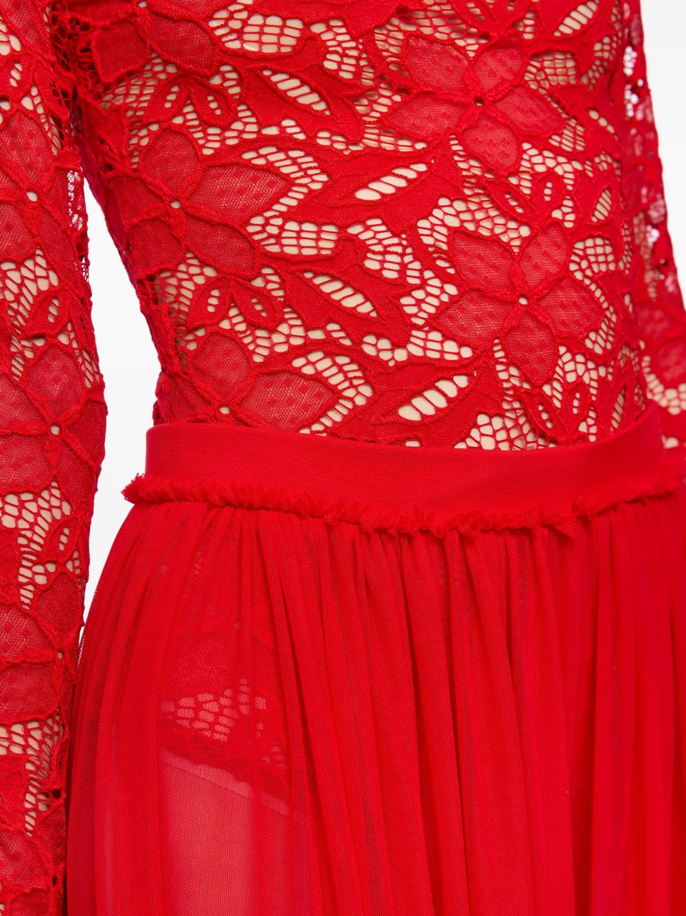 Atu Body Couture Lace-panelled Bodysuit In Red
