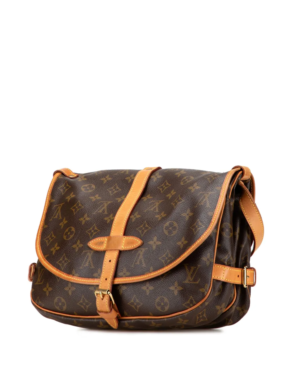 Pre-owned Louis Vuitton 1999 Monogram Saumur 25 Crossbody Bag In Brown