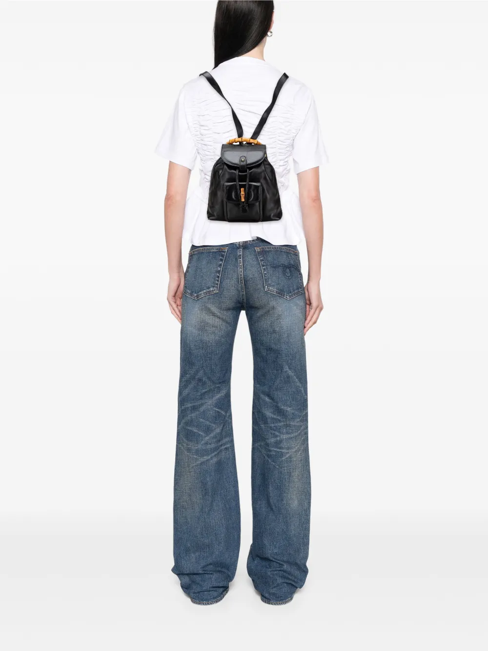 Gucci Pre-Owned 20th Century Leather Bamboo Drawstring backpack | Pre-Owned | Image 2