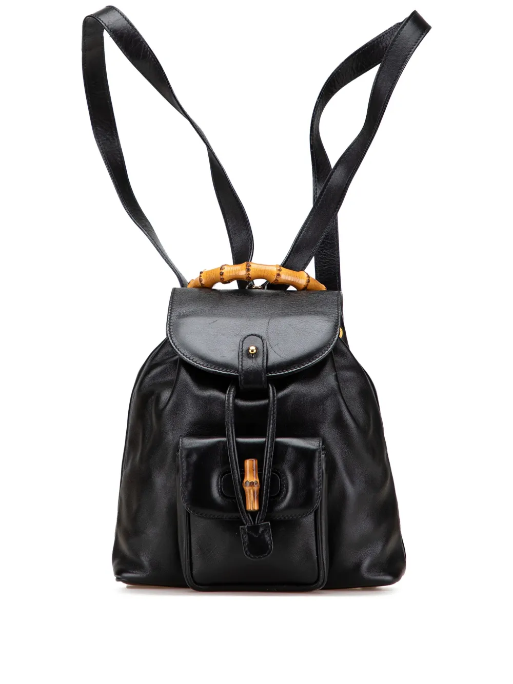 Gucci Pre-Owned 20th Century Leather Bamboo Drawstring backpack | Black | Image 1