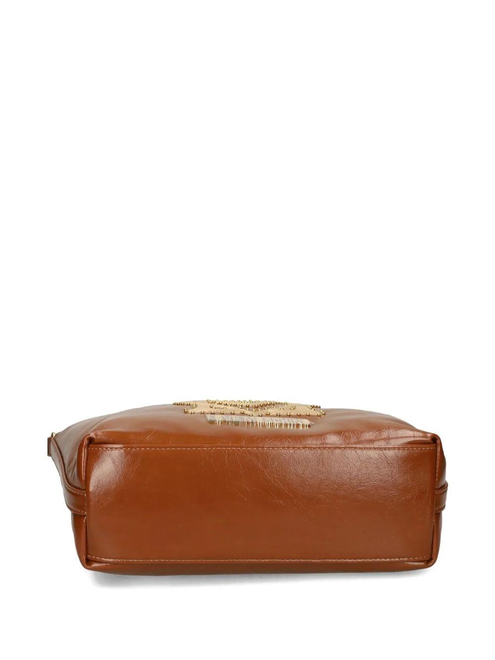 Love Moschino logo-plaque studded shoulder bag - Bruin