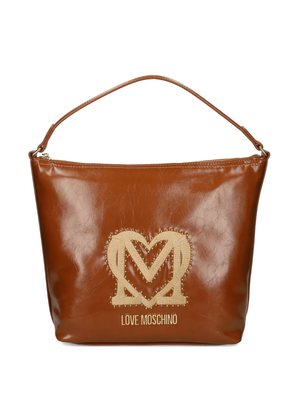 Love Moschino logo-plaque studded shoulder bag | Brown | Image 1