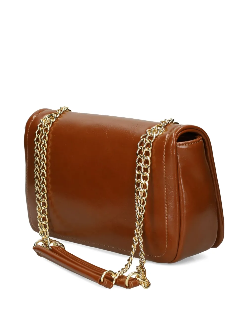 Love Moschino Logo-plaque Studded Shoulder Bag In Brown