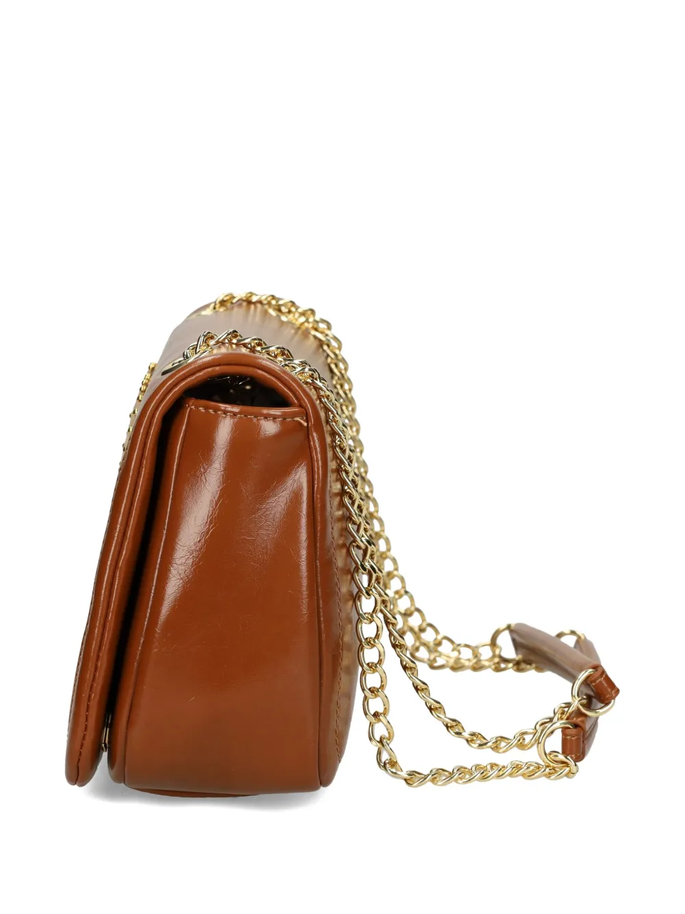 Love Moschino Logo-plaque Studded Shoulder Bag In Brown
