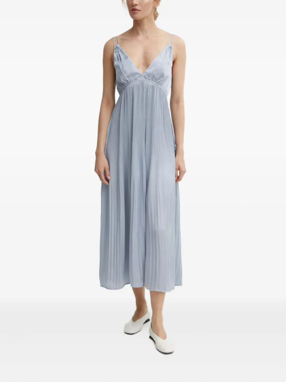 Résumé pleated v-neck dress - Blauw