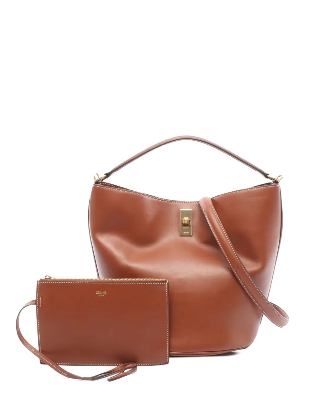 Celine Pre-Owned 2018-2025 レザー ティーン バケット 16 サッチェルバッグ - ブラウン Celine Pre-Owned 2018-2025 レザー ティーン バケット 16 サッチェルバッグ - ブラウン