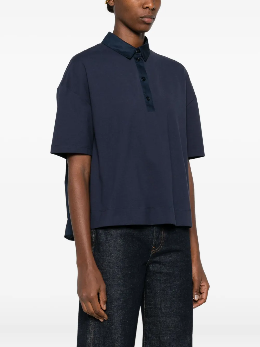 Max Mara Nave Buttoned-collar Polo Top In Blue