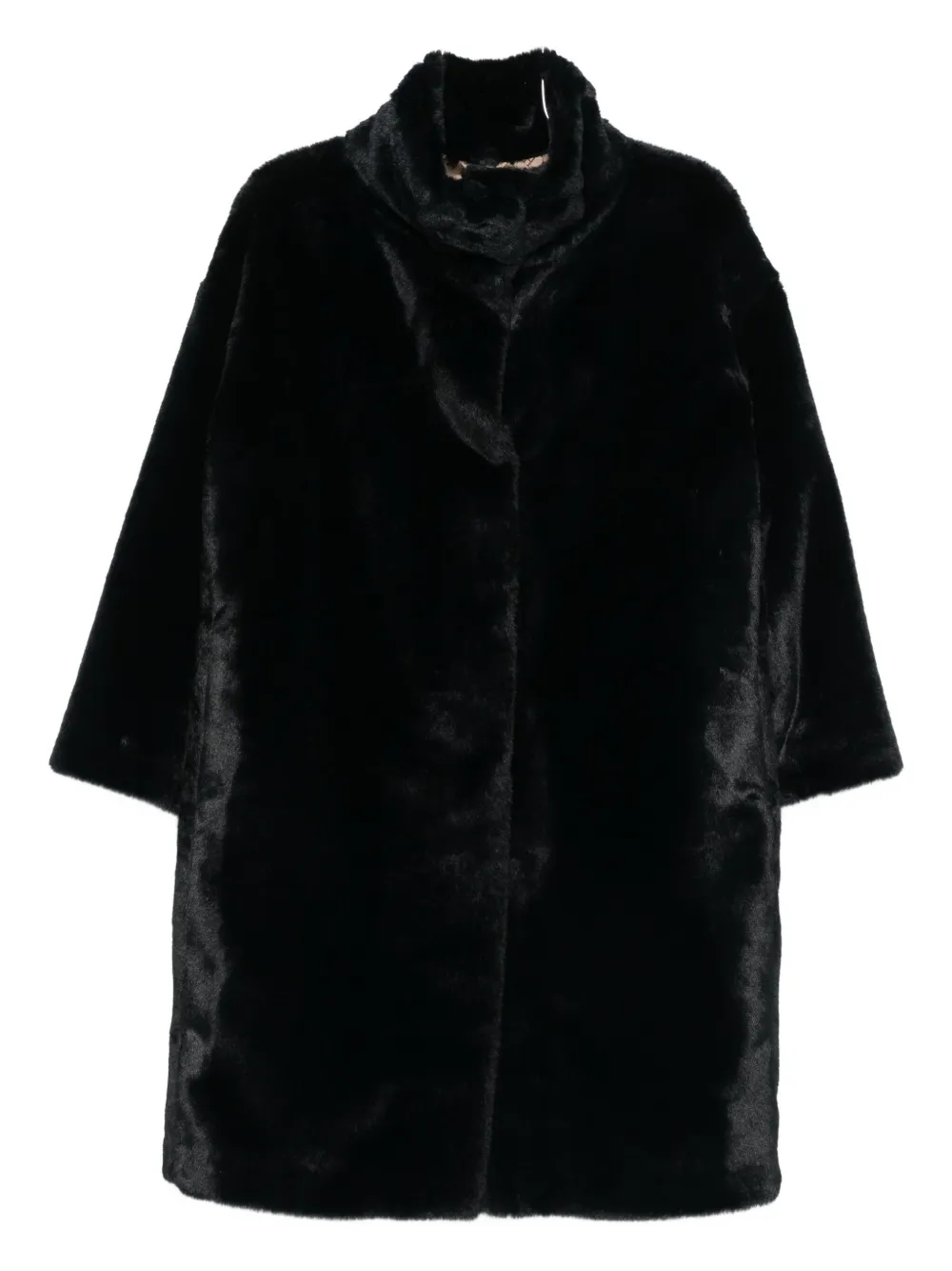 Herno High-neck Faux-fur Coat Clothing In Black
