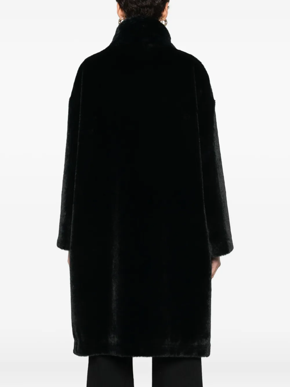 Herno High-neck Faux-fur Coat Clothing In Black