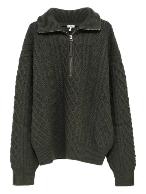 LOEWE cable-knit half-zip sweater