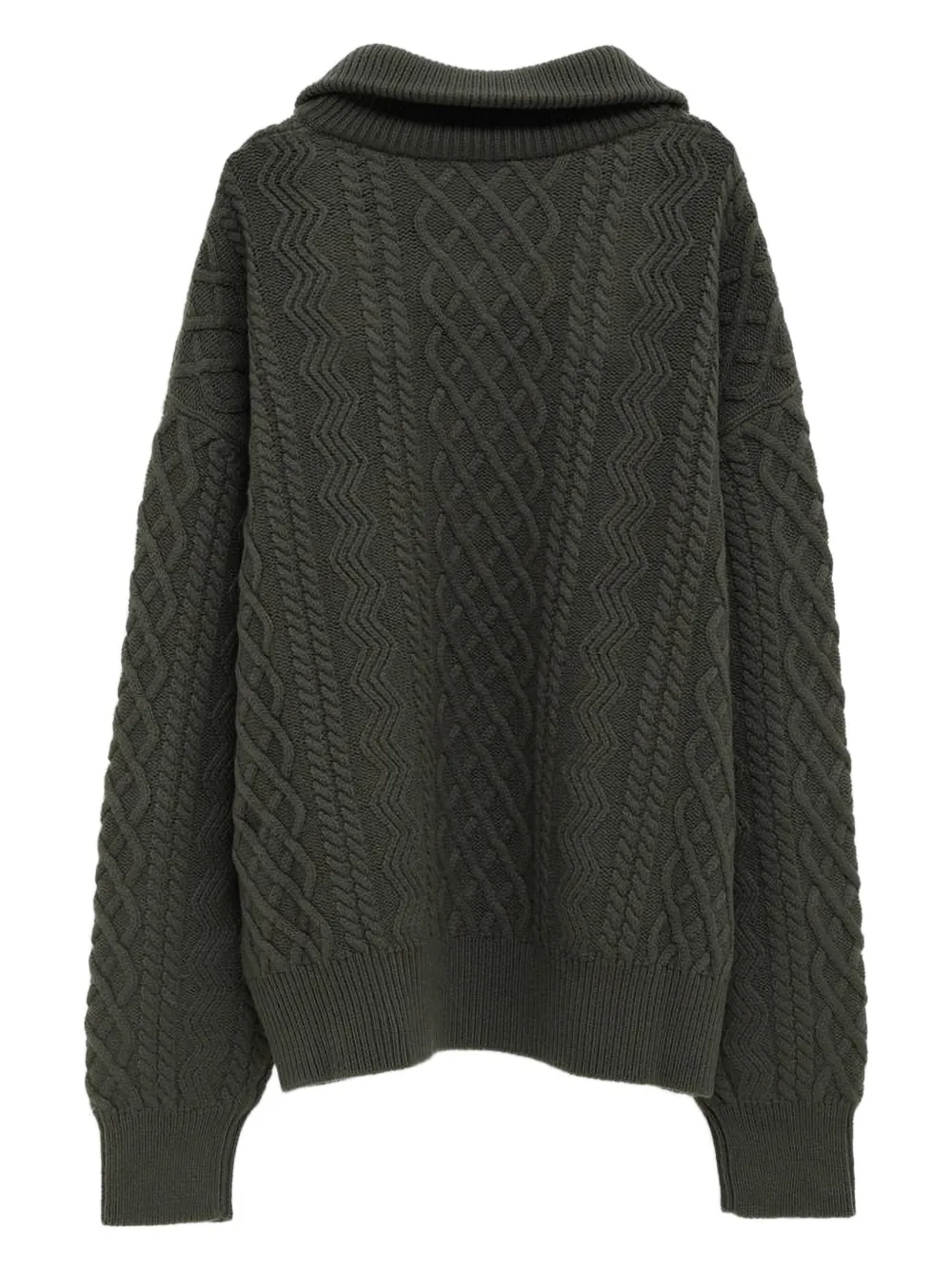 Loewe Aran-knit Wool Half-zip Turtleneck Sweater In Green