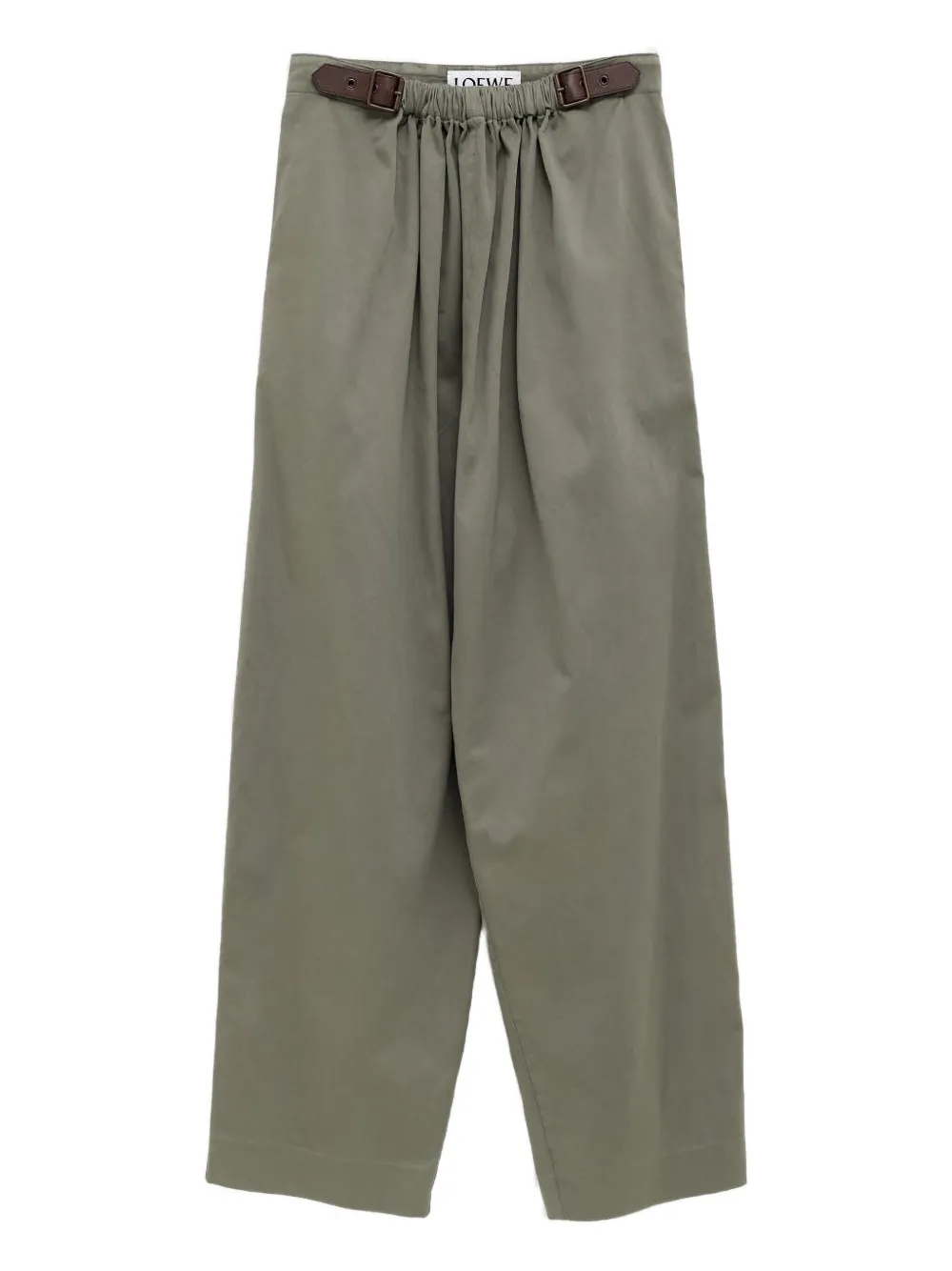 Loewe Elastic-waist Belted Trousers In Green