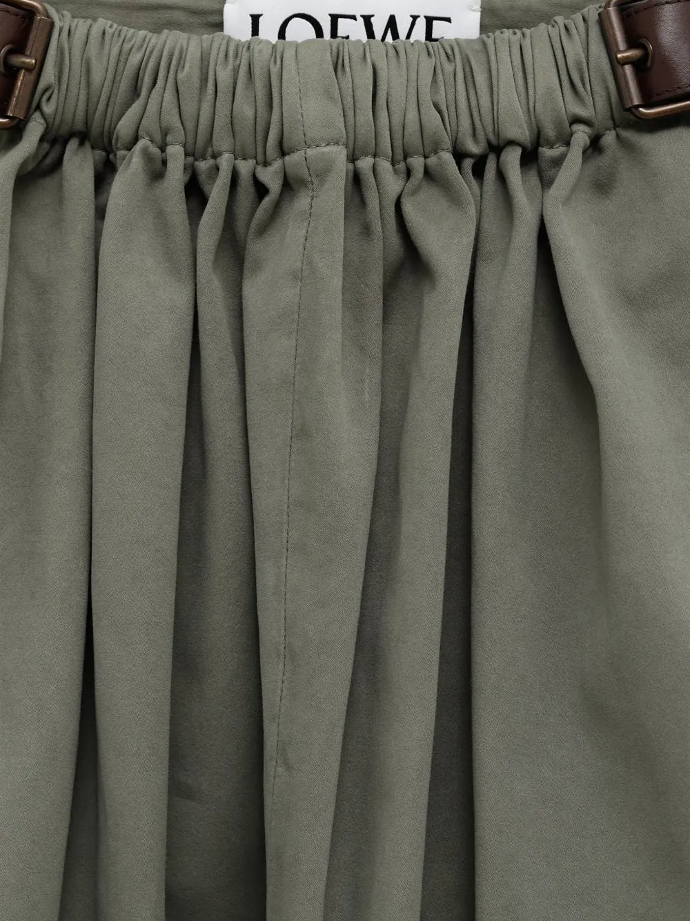 Loewe Elastic-waist Belted Trousers In Green