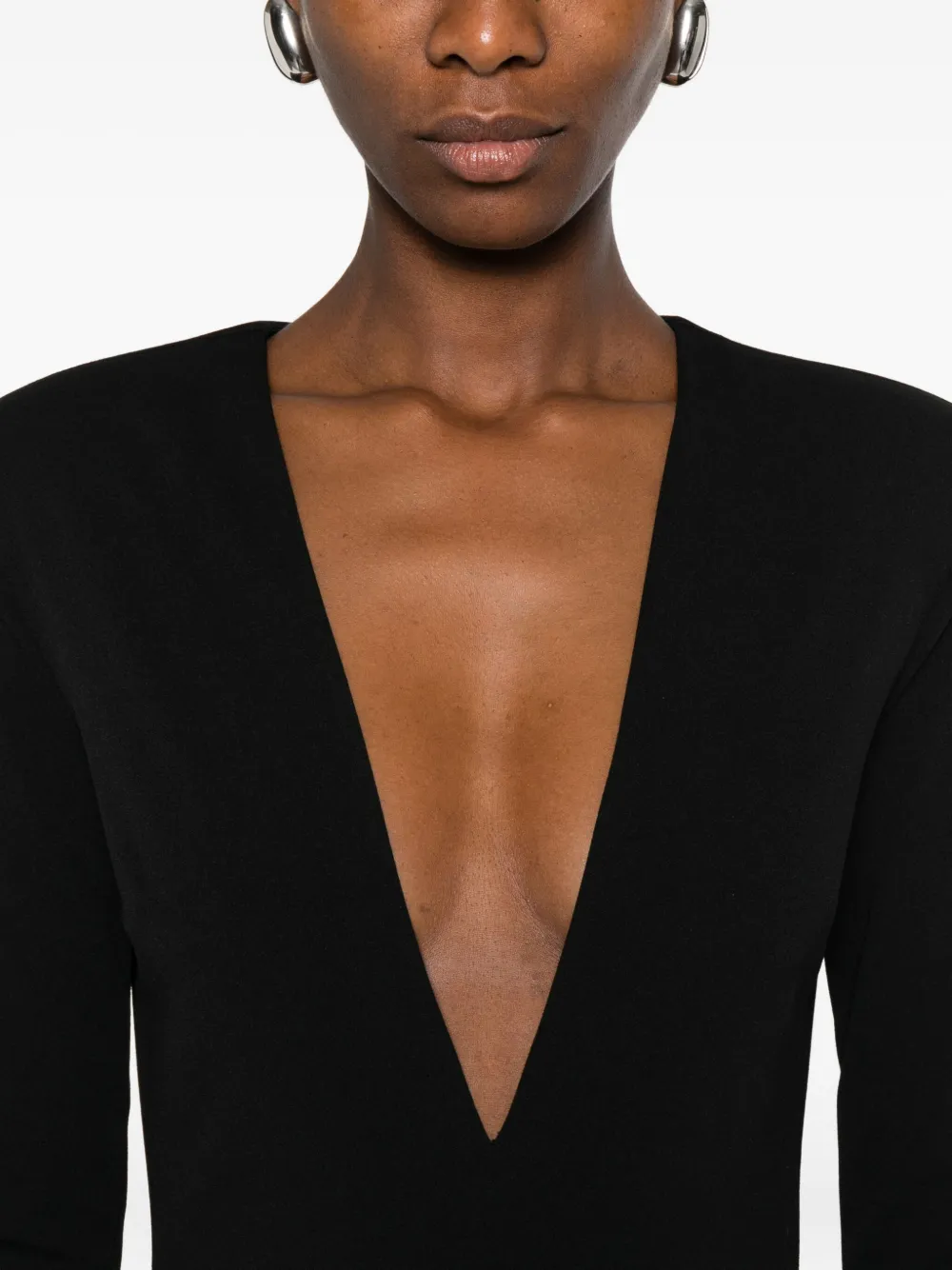Aniye By Deep V-neck Long-sleeved Dress In Black