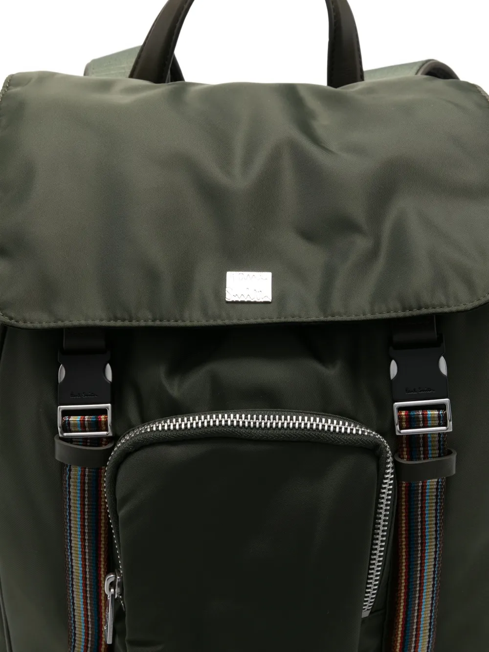 Paul Smith Striped-strap Flap Backpack In Green