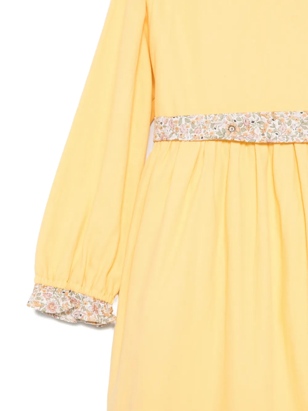 Siola Jurk met bloemenprint en ruches Geel