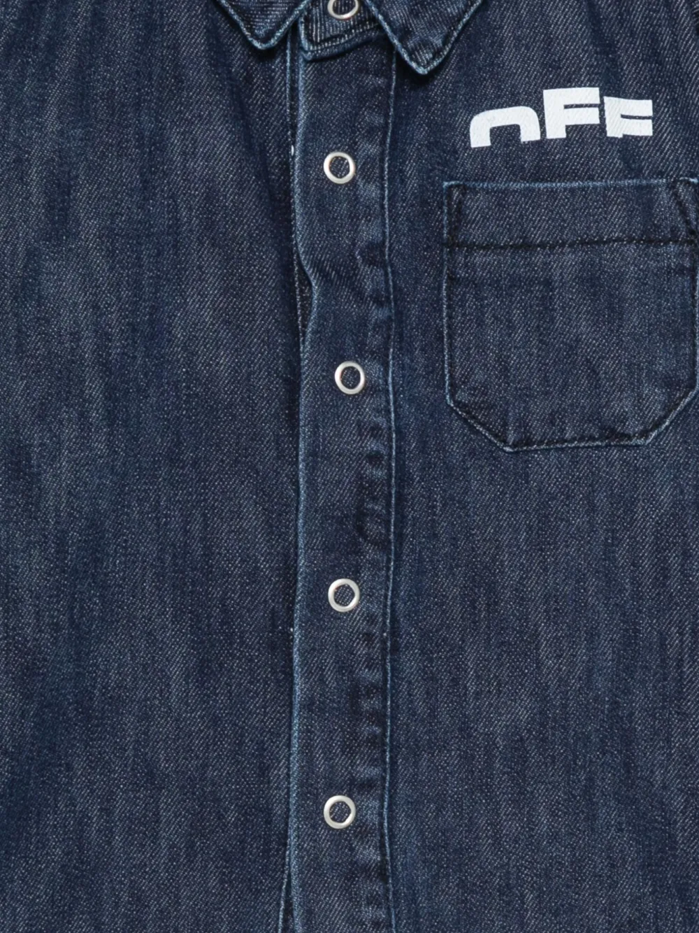 Off-white Logo-print Denim Shirt In Blue