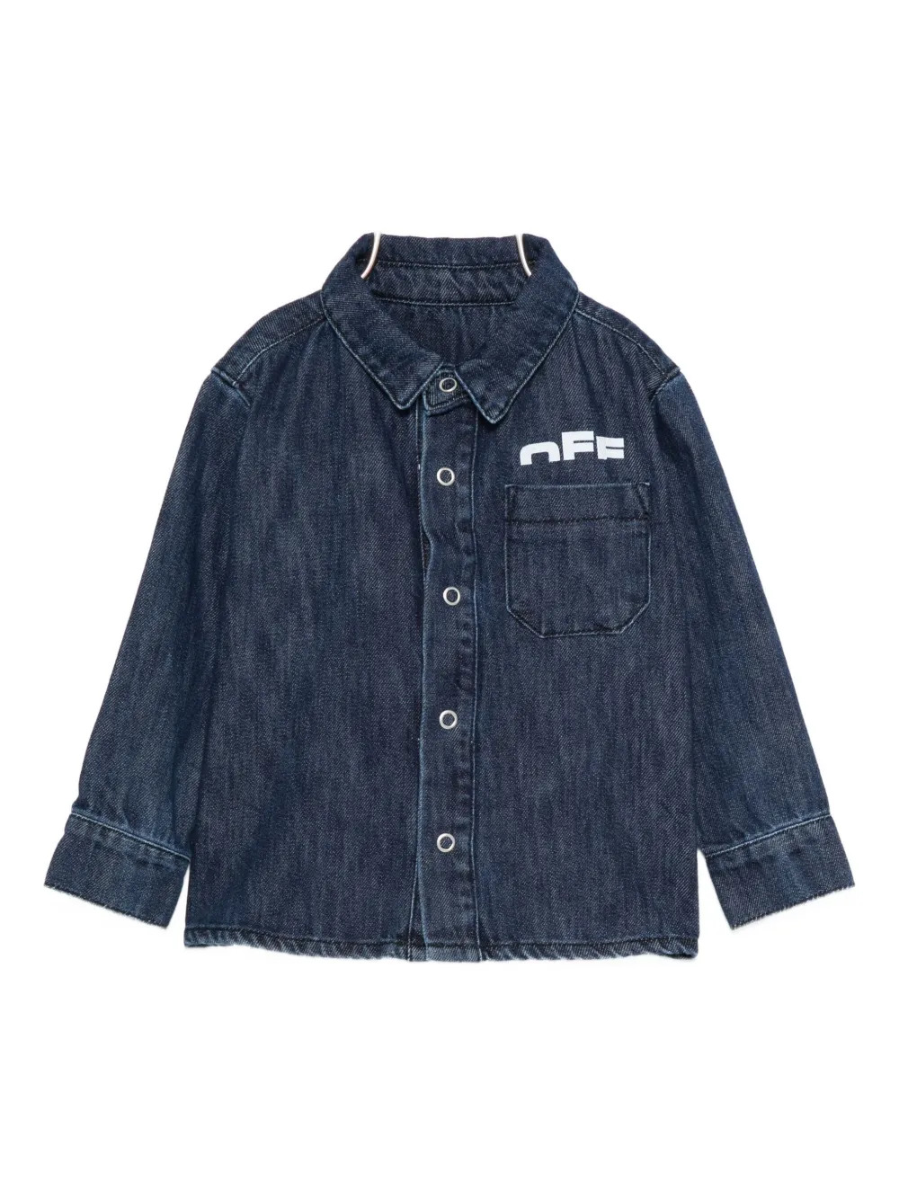 Off-white Logo-print Denim Shirt In Blue
