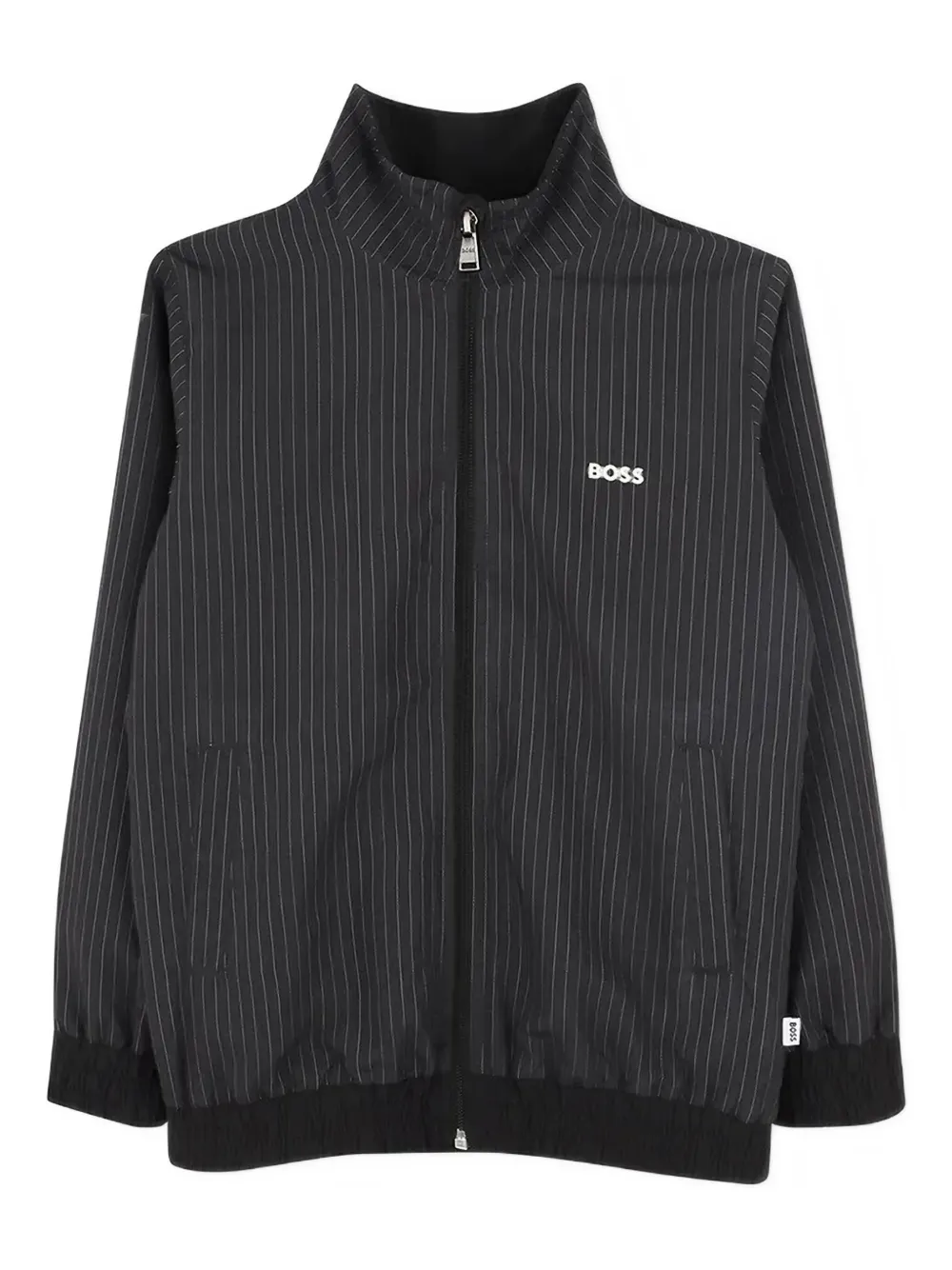 BOSS pinstriped zip-up jacket | Black | Image 1