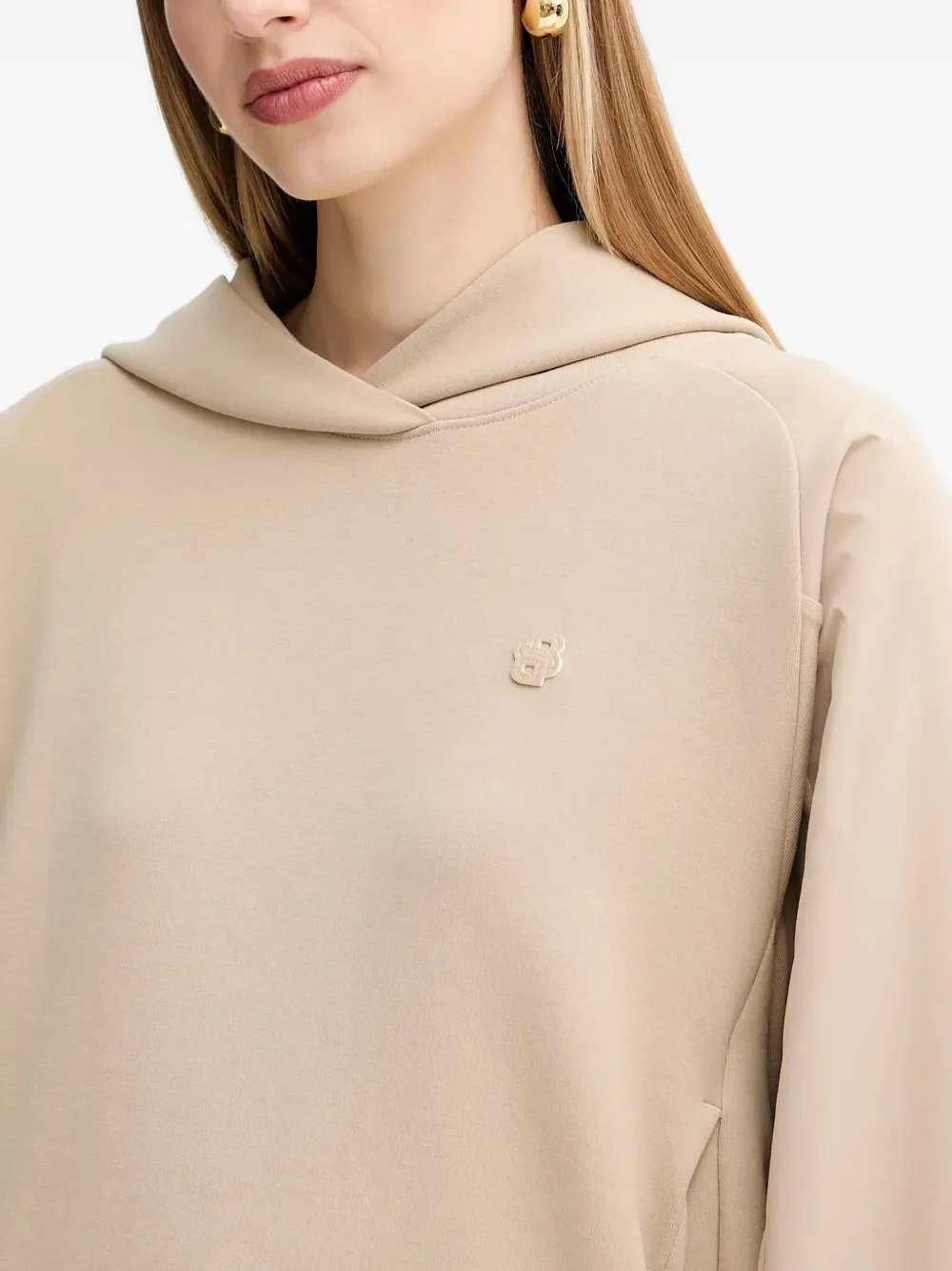 BOSS Hoodie met logodetail Beige