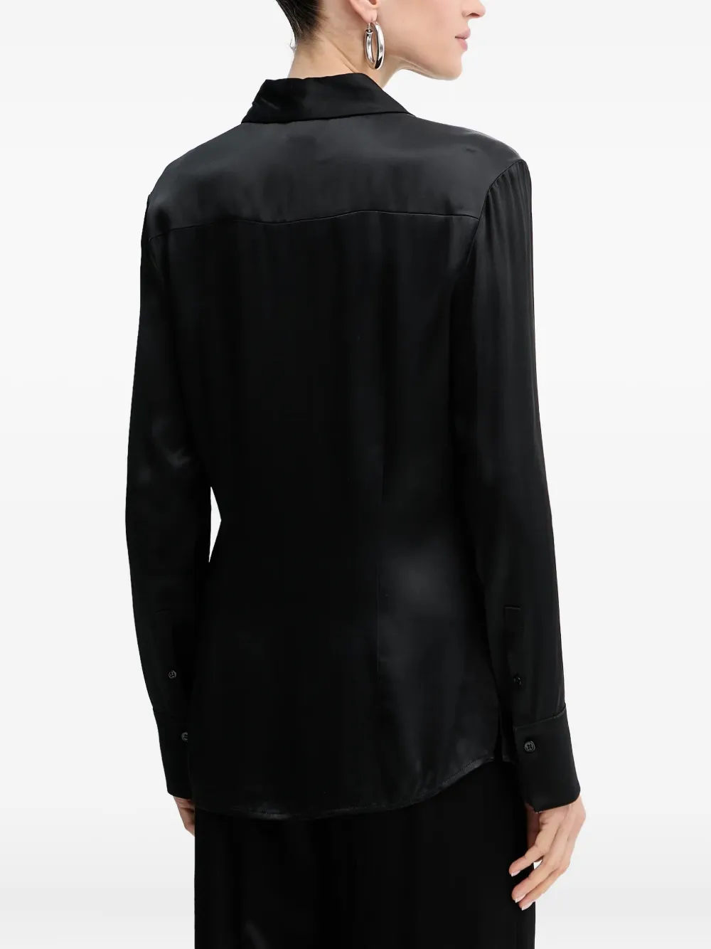 BOSS satin shirt Zwart