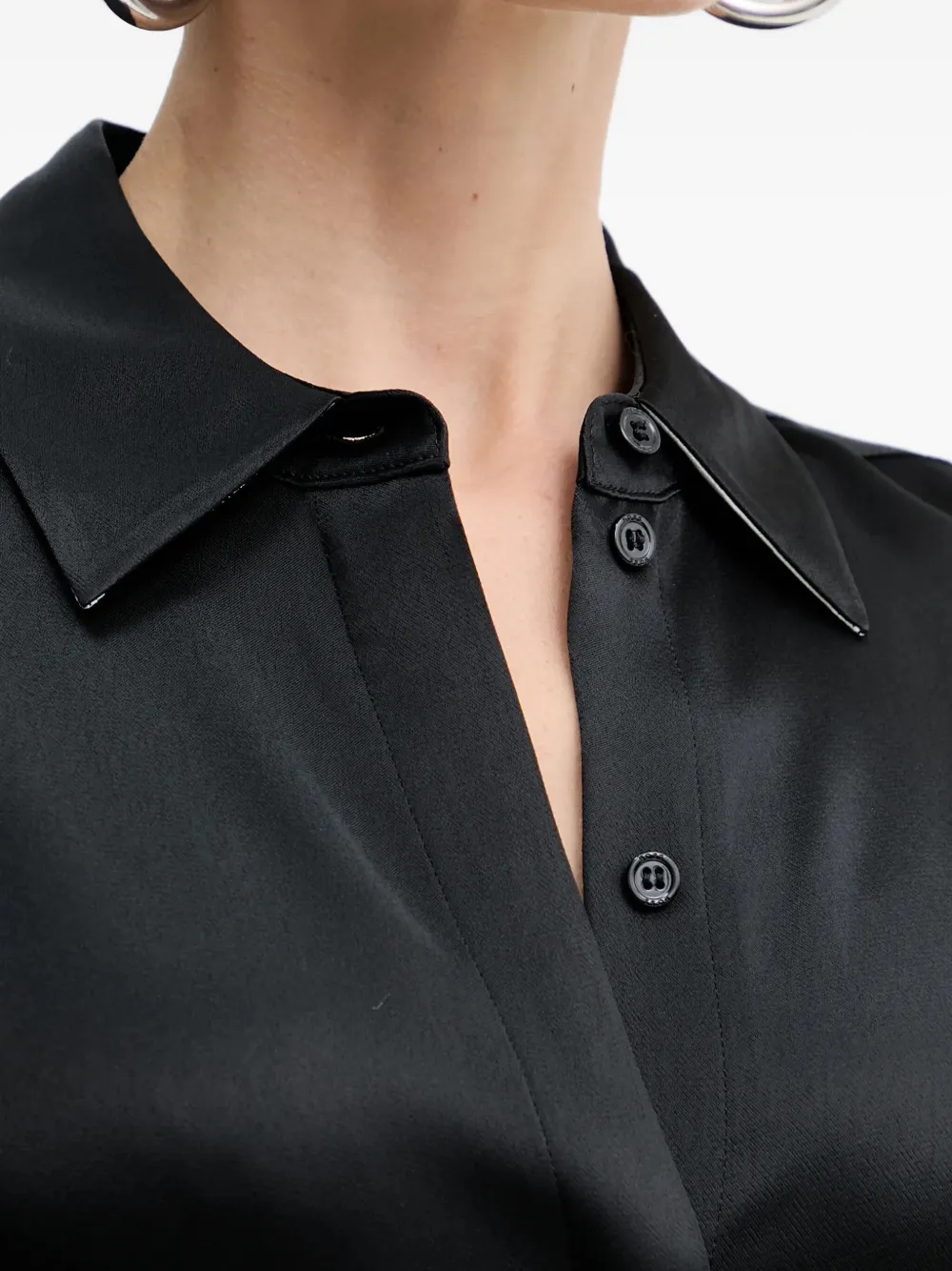 BOSS satin shirt Zwart