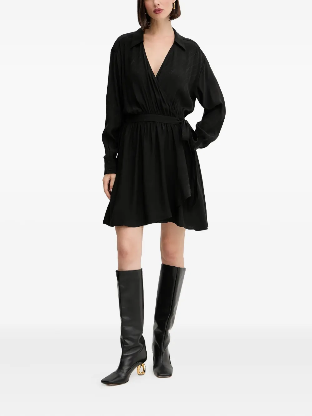 BOSS tie-waist mini dress - Zwart