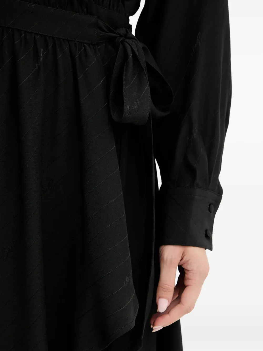 BOSS tie-waist mini dress Zwart