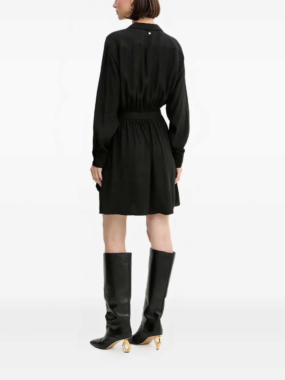 BOSS tie-waist mini dress Zwart