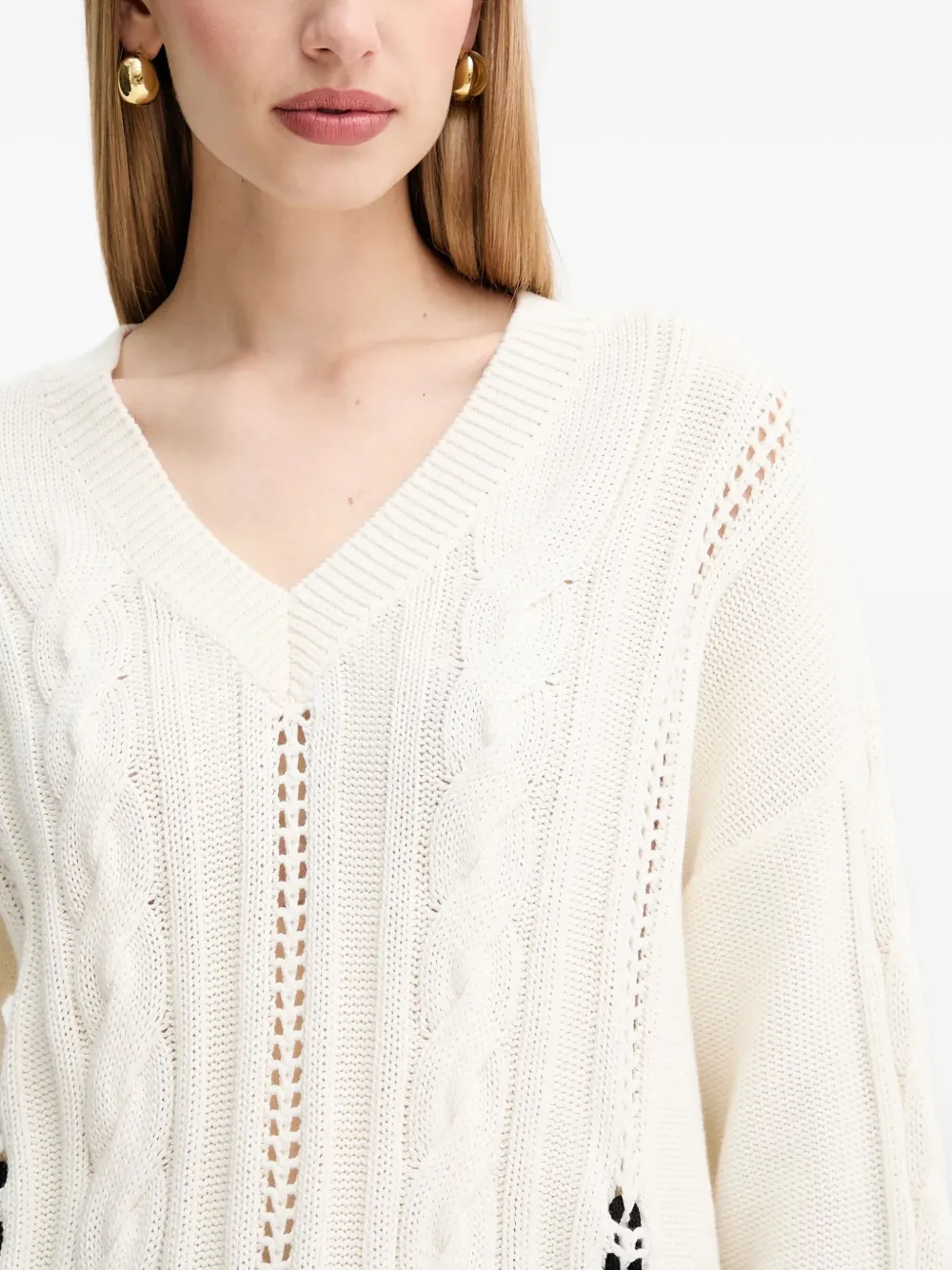 Hugo Boss Cable-knit Sweater In White