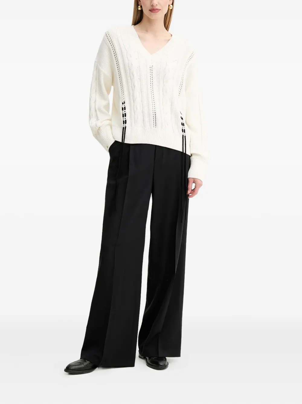 Hugo Boss Cable-knit Sweater In White